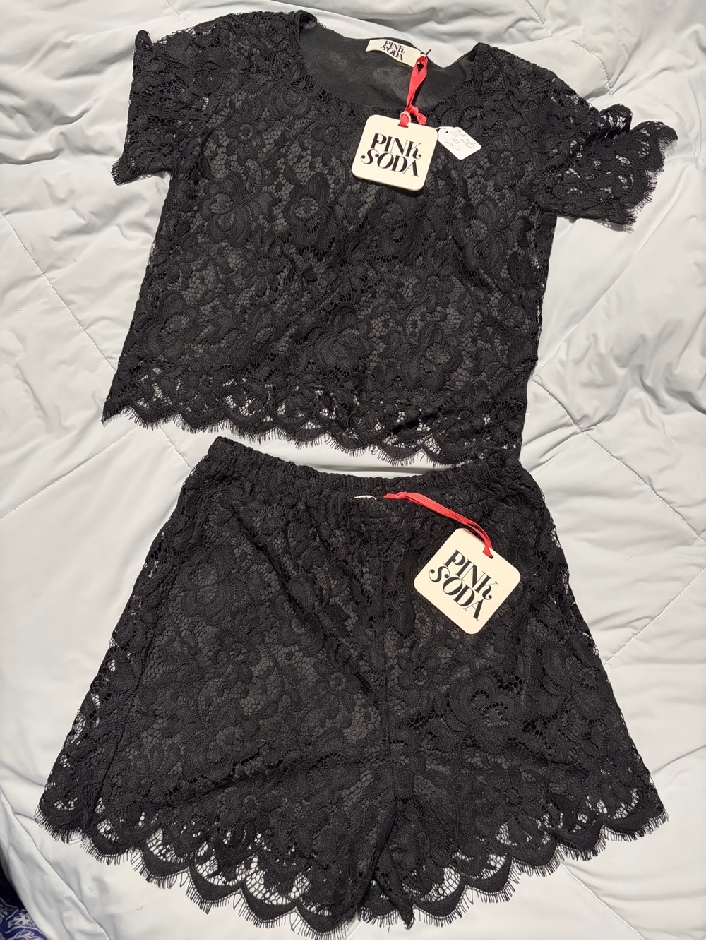 Pink Soda Black Lace Two-Piece Skirt Set - Dead Stock Rare